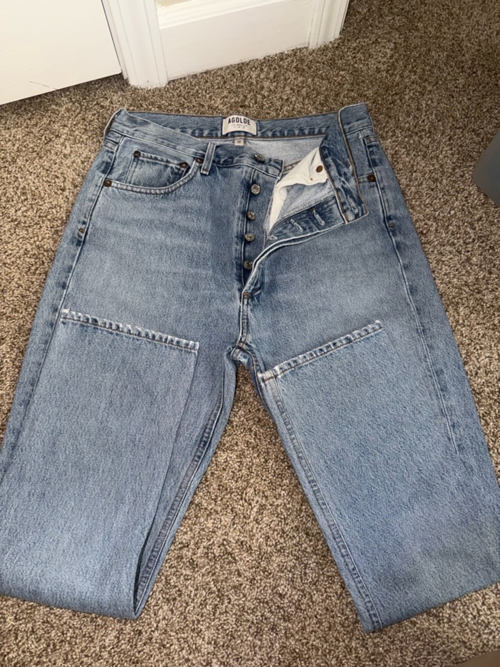Agolde Light Blue Cropped Slim Straight Women's Jeans
